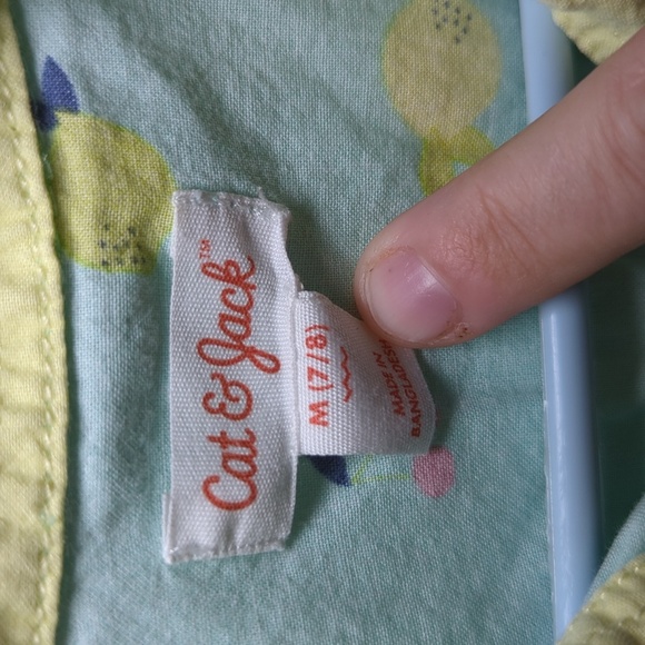 Cat & Jack Lemon Lime + Cherry Print Sleeveless Button Down Girls Size M 7-8 - Picture 2 of 4